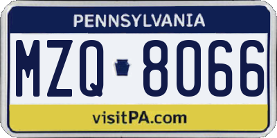 PA license plate MZQ8066