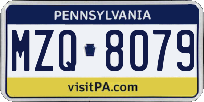 PA license plate MZQ8079