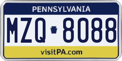 PA license plate MZQ8088