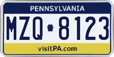 PA license plate MZQ8123