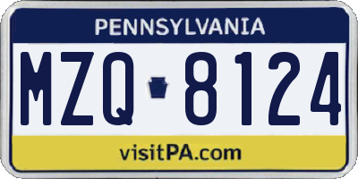 PA license plate MZQ8124