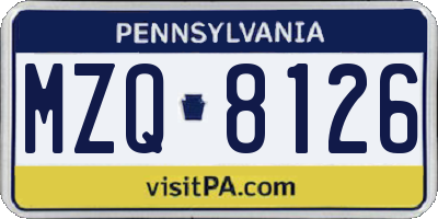 PA license plate MZQ8126