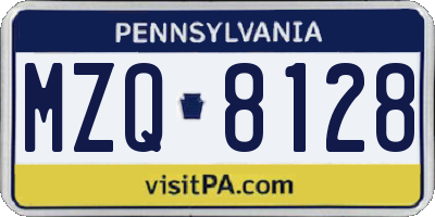 PA license plate MZQ8128