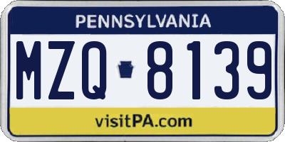 PA license plate MZQ8139