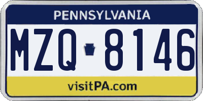 PA license plate MZQ8146