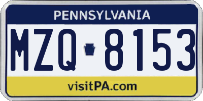 PA license plate MZQ8153