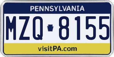 PA license plate MZQ8155