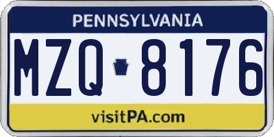 PA license plate MZQ8176