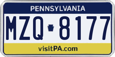 PA license plate MZQ8177
