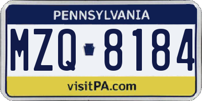 PA license plate MZQ8184