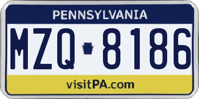 PA license plate MZQ8186