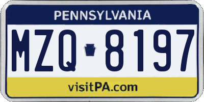 PA license plate MZQ8197