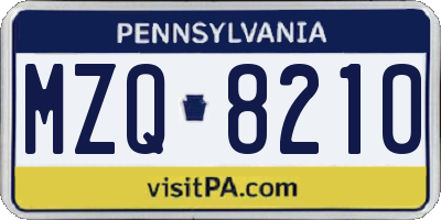 PA license plate MZQ8210