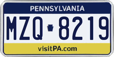 PA license plate MZQ8219