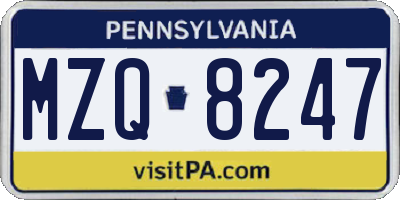 PA license plate MZQ8247