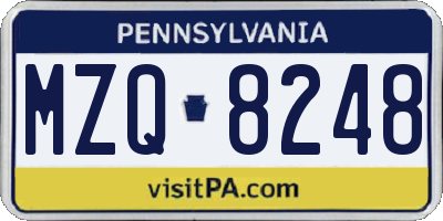 PA license plate MZQ8248