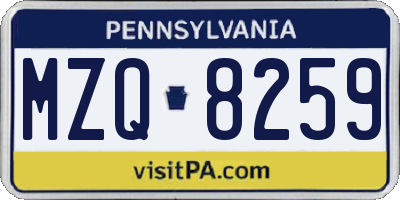 PA license plate MZQ8259