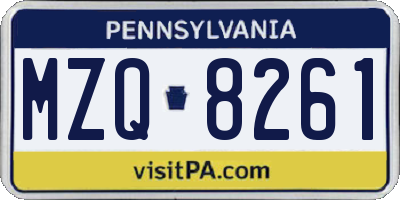 PA license plate MZQ8261