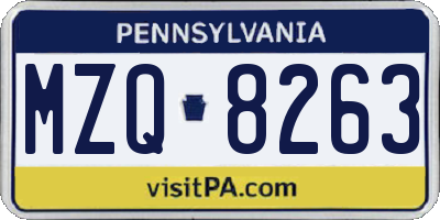 PA license plate MZQ8263