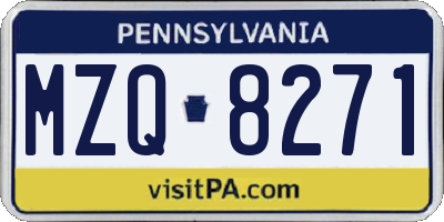 PA license plate MZQ8271