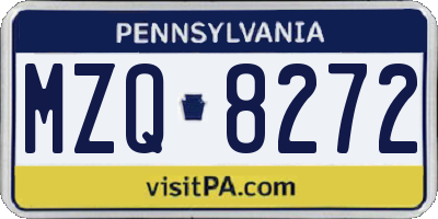 PA license plate MZQ8272