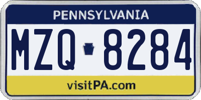 PA license plate MZQ8284