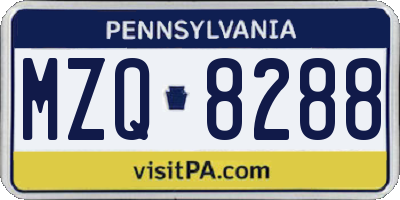 PA license plate MZQ8288