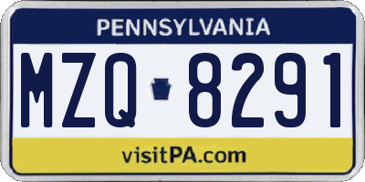 PA license plate MZQ8291