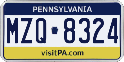 PA license plate MZQ8324