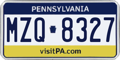 PA license plate MZQ8327