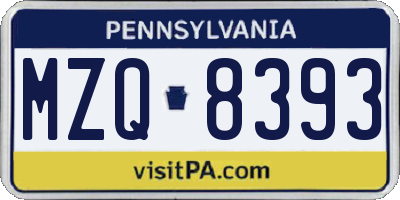 PA license plate MZQ8393
