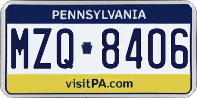 PA license plate MZQ8406