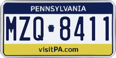 PA license plate MZQ8411