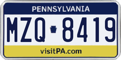 PA license plate MZQ8419