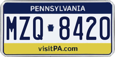 PA license plate MZQ8420