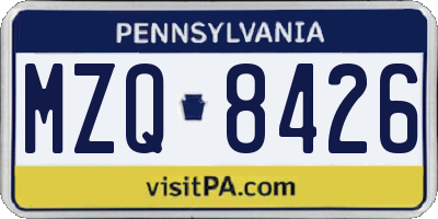 PA license plate MZQ8426