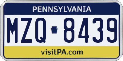 PA license plate MZQ8439