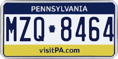 PA license plate MZQ8464