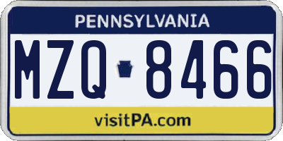 PA license plate MZQ8466