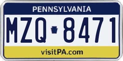 PA license plate MZQ8471