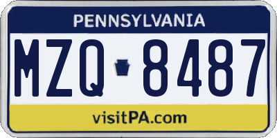 PA license plate MZQ8487