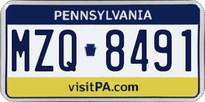 PA license plate MZQ8491