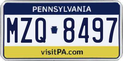 PA license plate MZQ8497