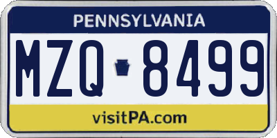 PA license plate MZQ8499