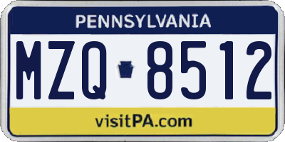PA license plate MZQ8512
