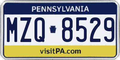 PA license plate MZQ8529
