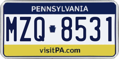 PA license plate MZQ8531