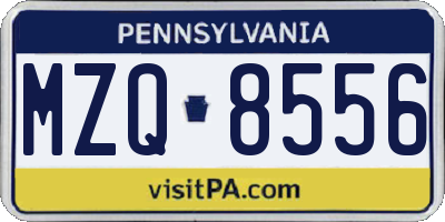 PA license plate MZQ8556