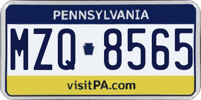 PA license plate MZQ8565