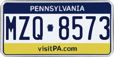 PA license plate MZQ8573
